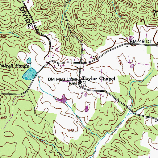 Topographic Map of Taylor Chapel, TN