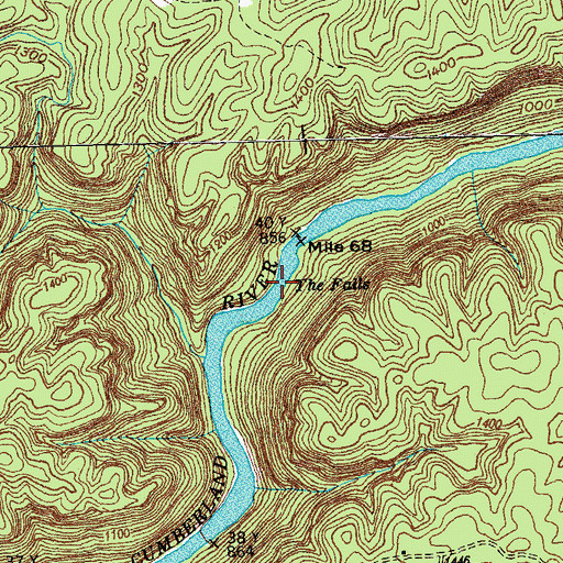 Topographic Map of The Falls, TN