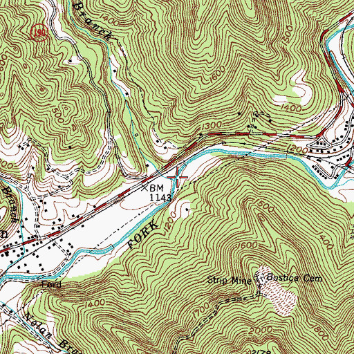 Topographic Map of Tracy Branch, TN