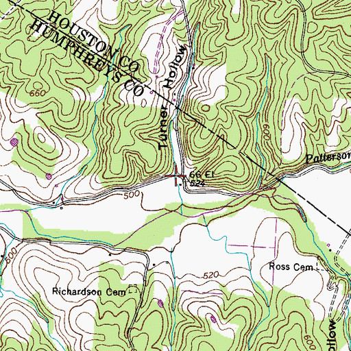 Topographic Map of Turner Hollow, TN
