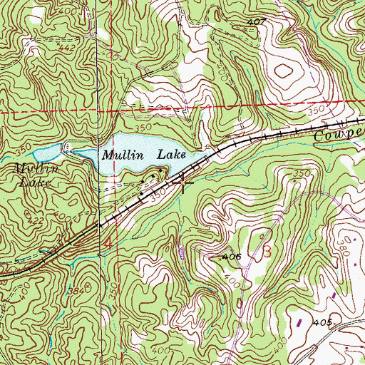 Topographic Map of Mullin Lake Dam, AL