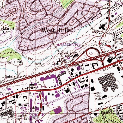 Topographic Map of West Hills Church, TN