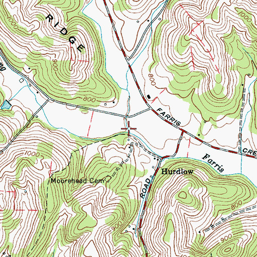 Topographic Map of Wet Prong Farris Creek, TN