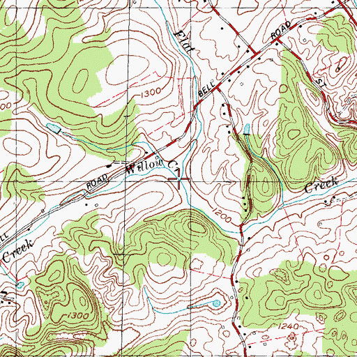 Topographic Map of Willow Creek, TN