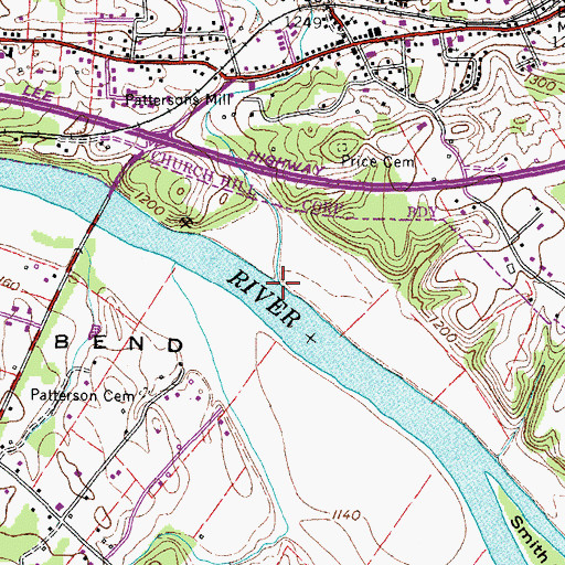 Topographic Map of Alexander Creek, TN