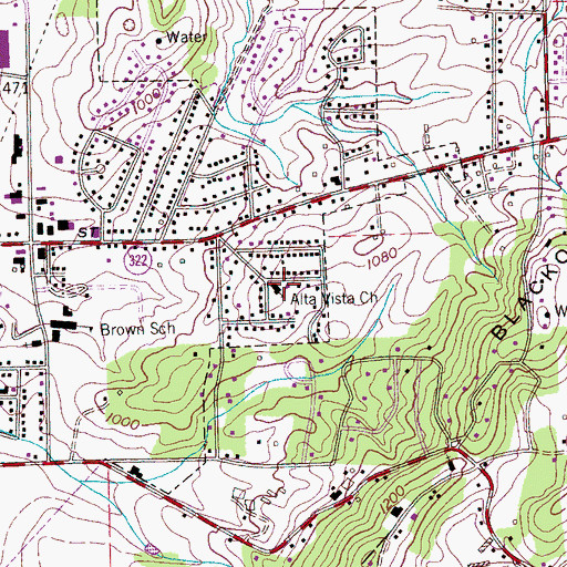 Topographic Map of Alta Vista Presbyterian Church, TN