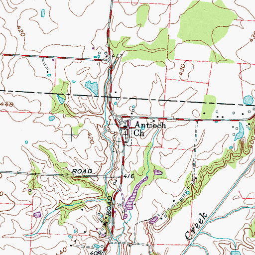 Topographic Map of Antioch Baptist Church, TN