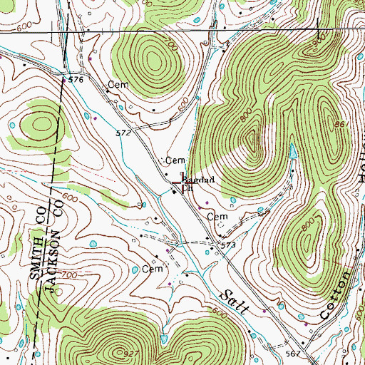 Topographic Map of Bagdad Church, TN