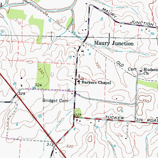 Topographic Map of Barkers Chapel, TN
