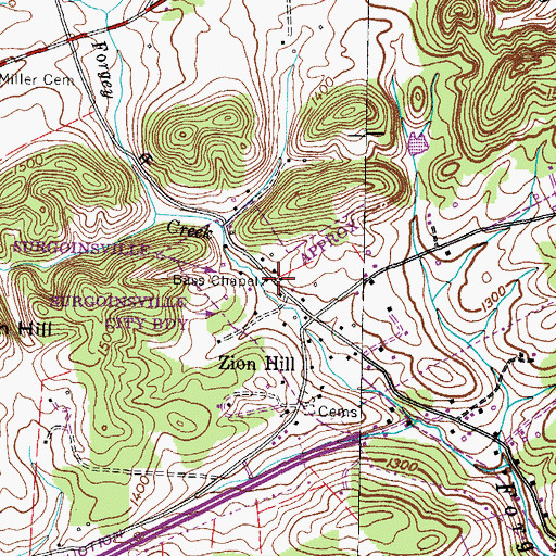 Topographic Map of Bass Chapel, TN