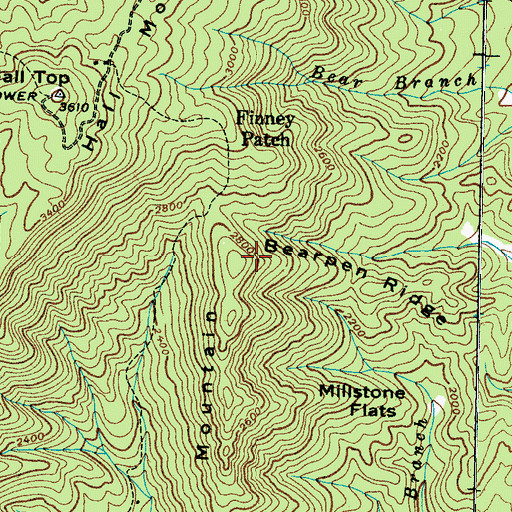 Topographic Map of Bearpen Ridge, TN