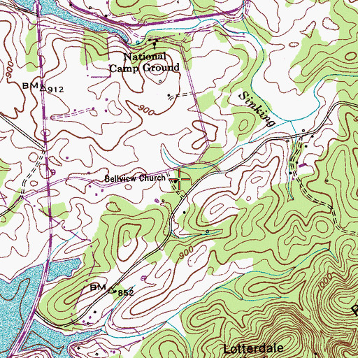 Topographic Map of Bellview Church, TN