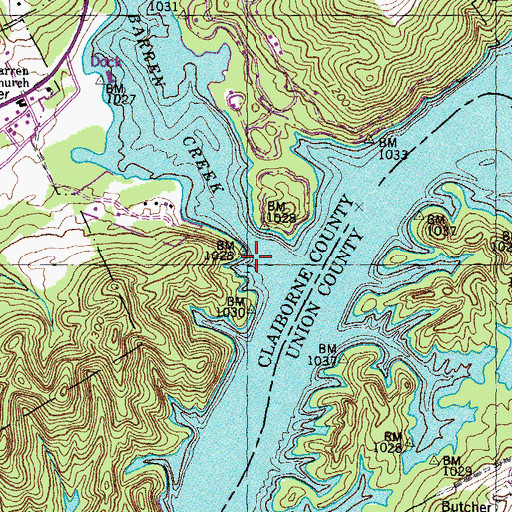 Topographic Map of Big Barren Creek, TN