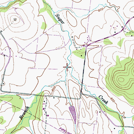 Topographic Map of Bluestocking Branch, TN