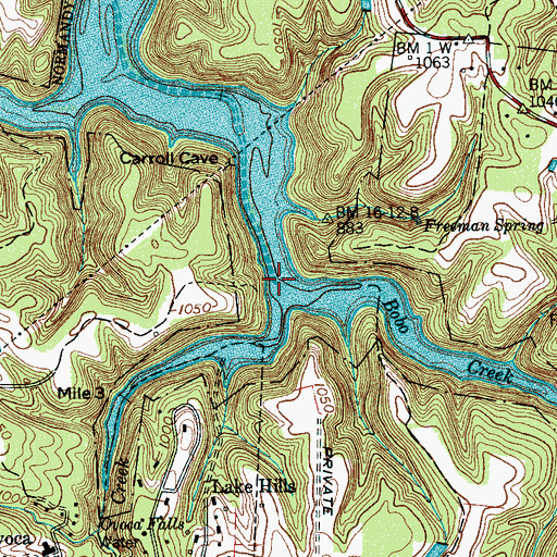 Topographic Map of Bobo Creek, TN