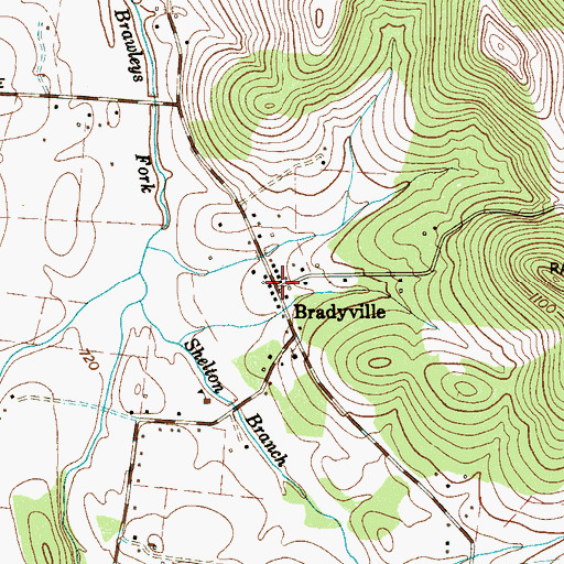 Topographic Map of Bradyville, TN