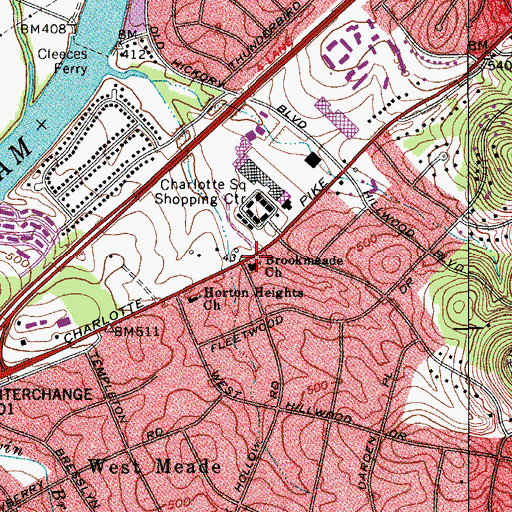 Topographic Map of Brookmeade Church, TN