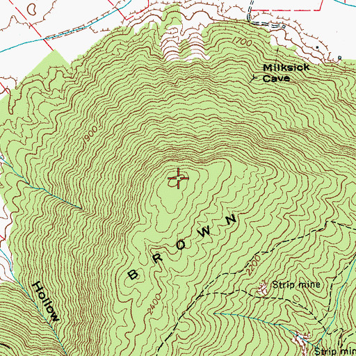 Topographic Map of Brown Mountain, TN