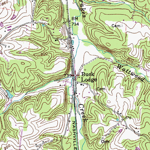 Topographic Map of Buck Lodge, TN