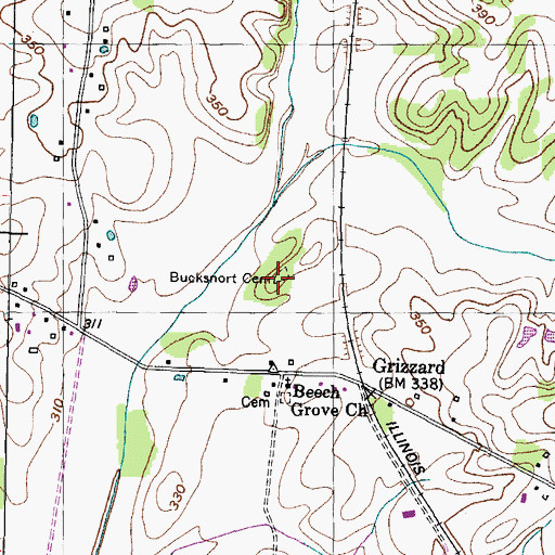 Topographic Map of Bucksnort Cemetery, TN