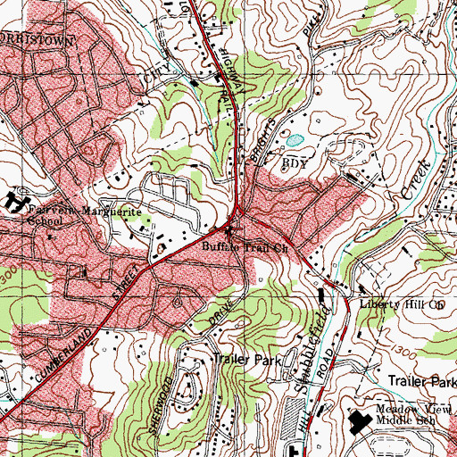 Topographic Map of Buffalo Trail Church, TN