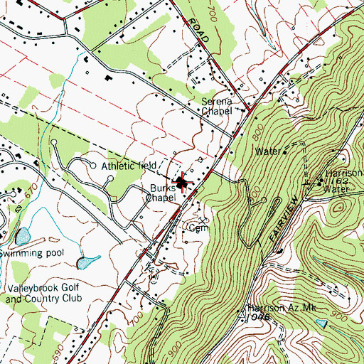 Topographic Map of Burks Chapel, TN