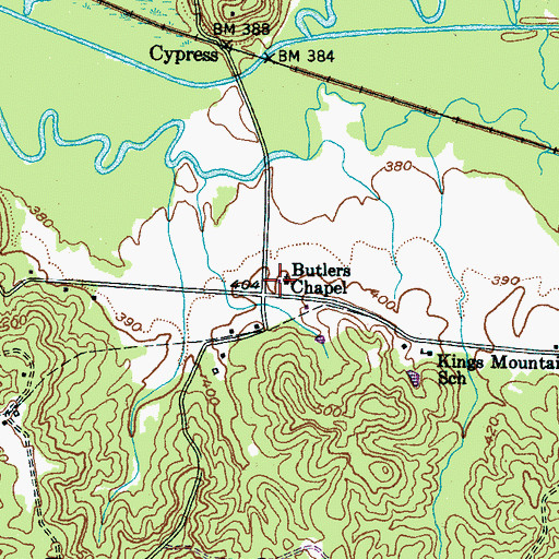 Topographic Map of Butlers Chapel, TN