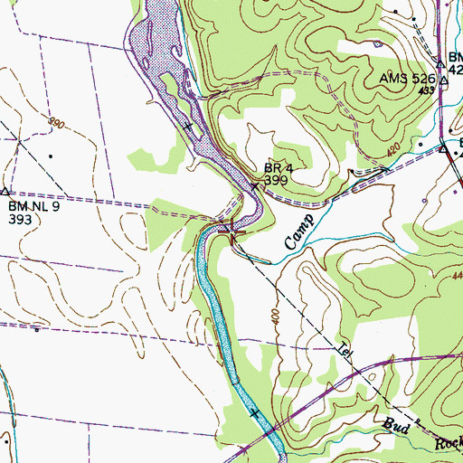 Topographic Map of Camp Branch, TN