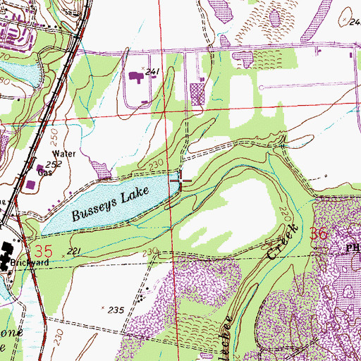 Topographic Map of Bussey Lake Dam, AL