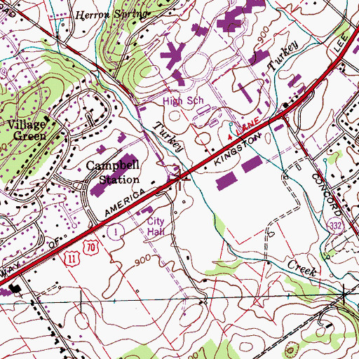 Topographic Map of Campbell Station, TN