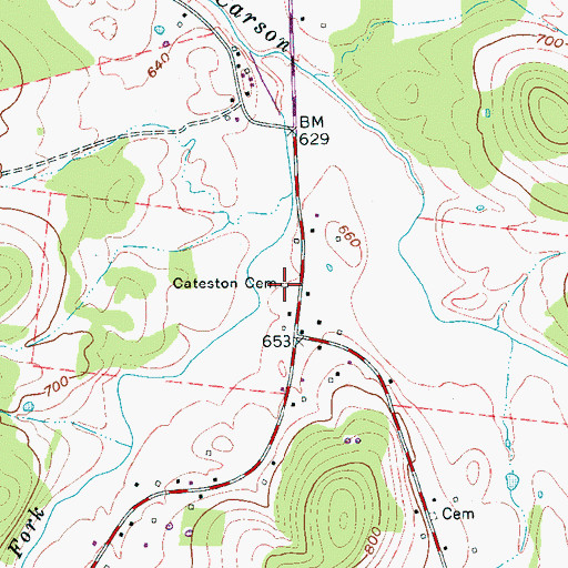Topographic Map of Cateston Cemetery, TN