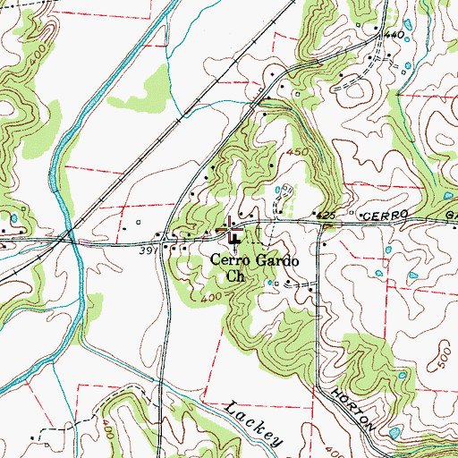 Topographic Map of Cerro Gardo Church, TN