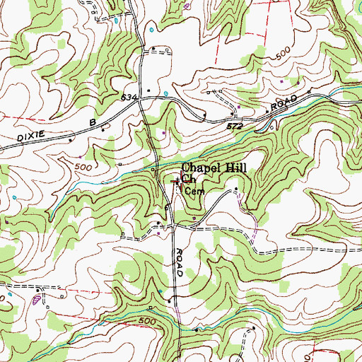 Topographic Map of Chapel Hill Church, TN