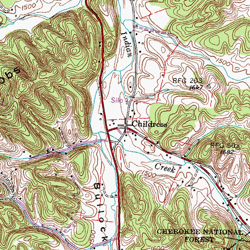 Topographic Map of Childress, TN