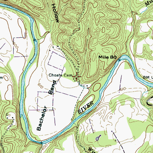 Topographic Map of Choate Cemetery, TN