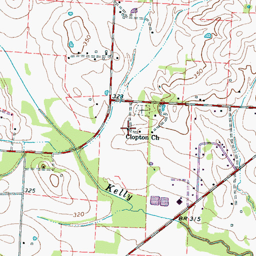 Topographic Map of Clopton Church, TN
