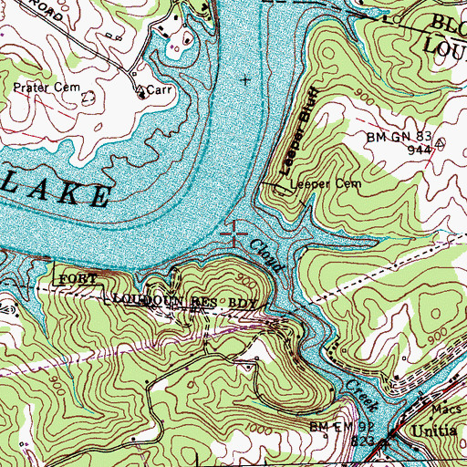 Topographic Map of Cloyd Creek, TN