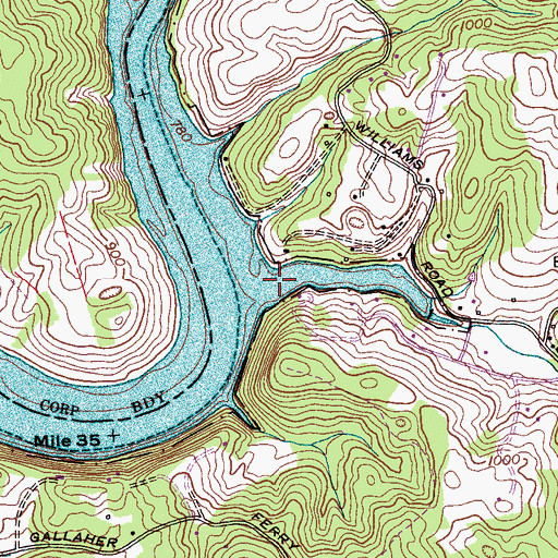 Topographic Map of Conner Creek, TN
