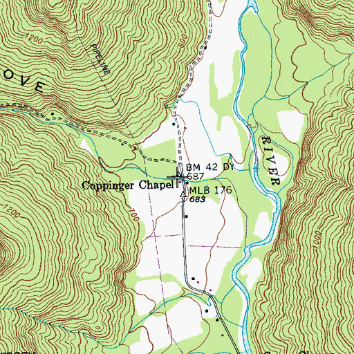 Topographic Map of Coppinger Chapel, TN