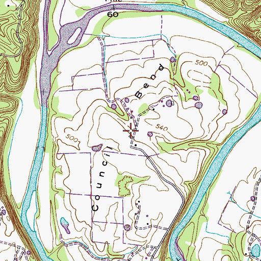 Topographic Map of Council Bend, TN