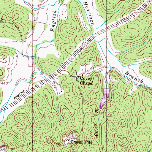 Topographic Map of Covey Chapel, TN