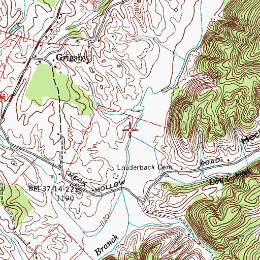 Topographic Map of Coward Branch, TN