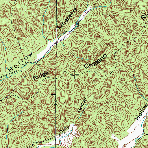 Topographic Map of Crossno Ridge, TN
