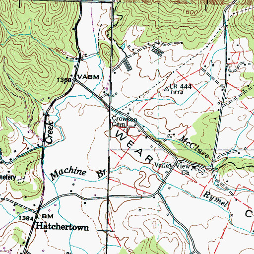 Topographic Map of Crowson Cemetery, TN