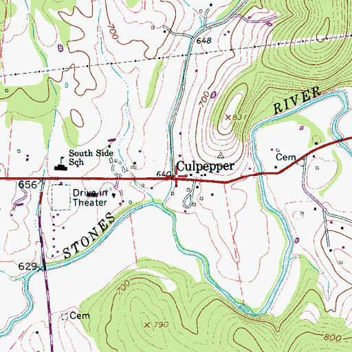 Topographic Map of Culpepper, TN