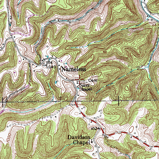 Topographic Map of Curry Chapel, TN