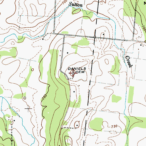 Topographic Map of Daniels Cemetery, TN