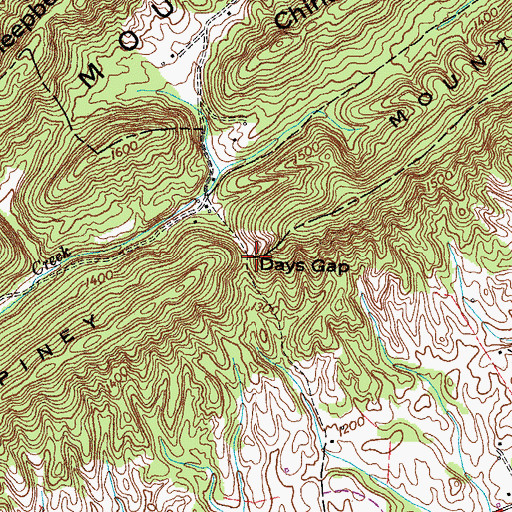 Topographic Map of Days Gap, TN
