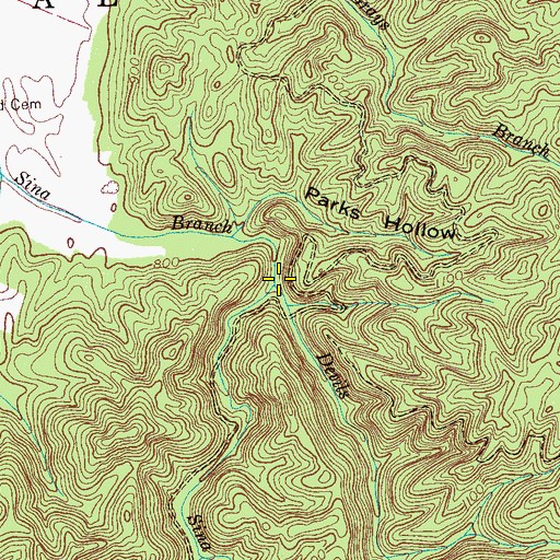 Topographic Map of Devils Branch, TN