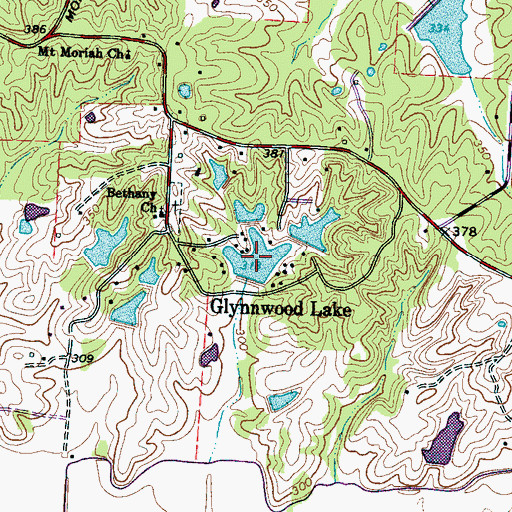 Topographic Map of Glynnwood Lake, TN